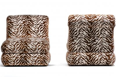  Donghia Pair of Large Donghia Slipper Chairs Newly Upholstered in Ivory Tiger Velvet