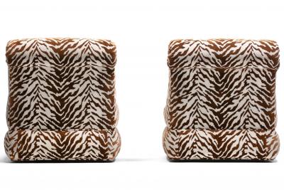  Donghia Pair of Large Donghia Slipper Chairs Newly Upholstered in Ivory Tiger Velvet