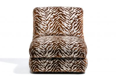  Donghia Pair of Large Donghia Slipper Chairs Newly Upholstered in Ivory Tiger Velvet