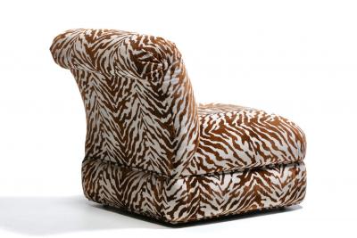  Donghia Pair of Large Donghia Slipper Chairs Newly Upholstered in Ivory Tiger Velvet