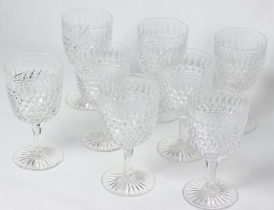  Dorflinger Set of 8 Dorflinger Brilliant Cut Glass Water Goblets Hob Diamond Pattern