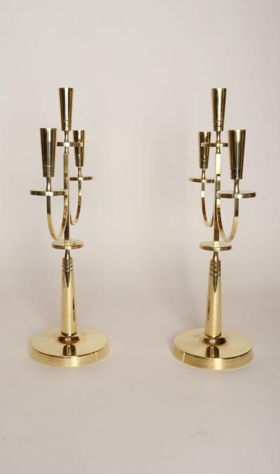  Dorlyn Silversmiths Pair of Vintage Brass Candelabra by Tommi Parzinger for Dorlyn Silversmiths