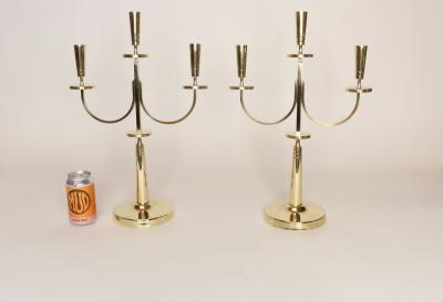  Dorlyn Silversmiths Pair of Vintage Brass Candelabra by Tommi Parzinger for Dorlyn Silversmiths