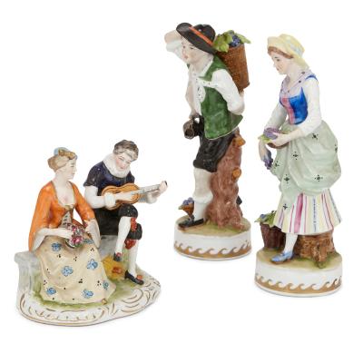  Dresden Porcelain Set of twelve Dresden porcelain figures and groups