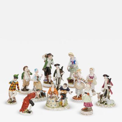  Dresden Porcelain Set of twelve Dresden porcelain figures and groups