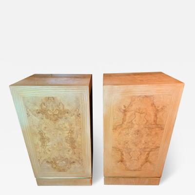  Drexel Drexel Heritage Furniture A Vintage Pair of Burlwood Pedestals Drexel Heritage Connoisseur circa 1970s