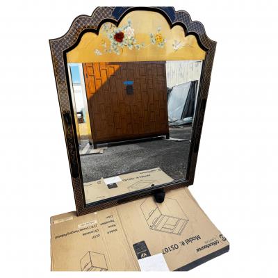  Drexel Drexel Heritage Furniture Black Lacquered Drexel Style Chinoiserie Style Wall Mirror