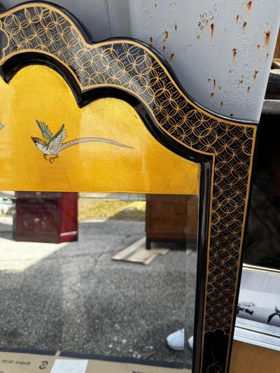  Drexel Drexel Heritage Furniture Black Lacquered Drexel Style Chinoiserie Style Wall Mirror