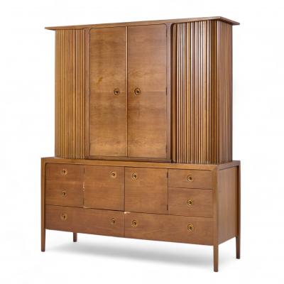  Drexel Drexel Heritage Furniture Drexel Counterpoint Mid Century Tambour Door Credenza and Hutch
