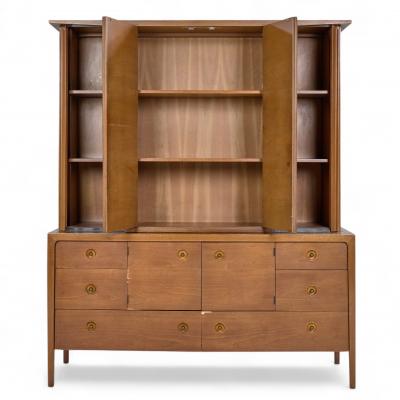  Drexel Drexel Heritage Furniture Drexel Counterpoint Mid Century Tambour Door Credenza and Hutch