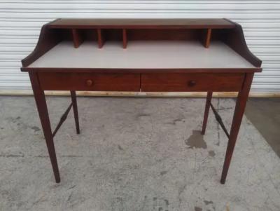  Drexel Drexel Heritage Furniture Drexel MCM Biscayne Desk in Walnut with White Laminate Top