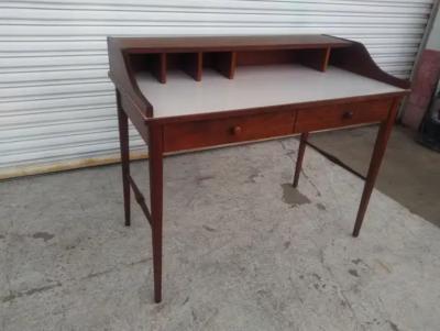  Drexel Drexel Heritage Furniture Drexel MCM Biscayne Desk in Walnut with White Laminate Top