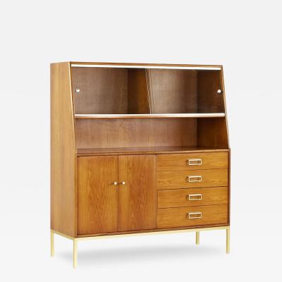  Drexel Drexel Heritage Furniture Drexel Suncoast Mid Century Walnut Cane and Brass Buffet