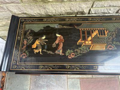  Drexel Drexel Heritage Furniture Fabulous Chinoiserie Hand Painted Drexel Black Lacquer Console Table Mid Century