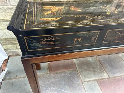  Drexel Drexel Heritage Furniture Fabulous Chinoiserie Hand Painted Drexel Black Lacquer Console Table Mid Century
