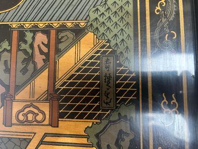  Drexel Drexel Heritage Furniture Fabulous Chinoiserie Hand Painted Drexel Black Lacquer Console Table Mid Century