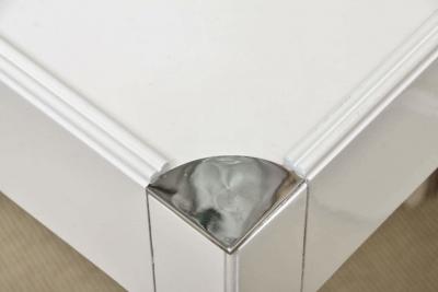  Drexel Drexel Heritage Furniture MODERN WHITE LACQUERED CONSOLE WITH CHROME CORNERS AND DRAWER BY DREXEL