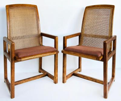 Drexel Drexel Heritage Furniture Mid Century Drexel Caned Dining Chairs 2 Armchairs 2 Side chairs
