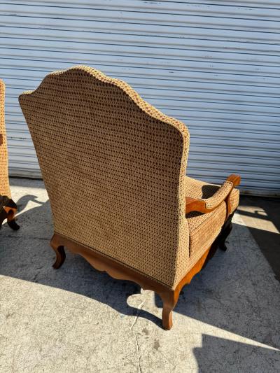 Drexel Drexel Heritage Furniture Pair of Drexel Heritage Oversized Fully Upholstered Bergeres w Ottoman