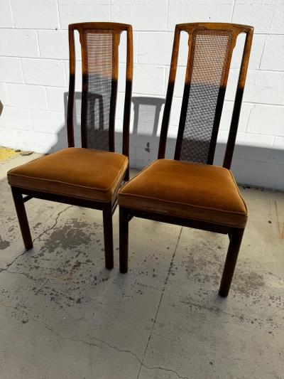  Drexel Drexel Heritage Furniture Pair of Oak Cane Back Side Chairs By Drexel