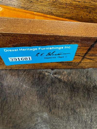  Drexel Drexel Heritage Furniture Pair of Oak Cane Back Side Chairs By Drexel