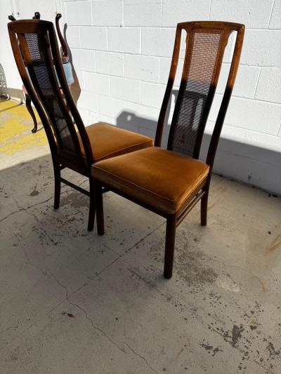  Drexel Drexel Heritage Furniture Pair of Oak Cane Back Side Chairs By Drexel