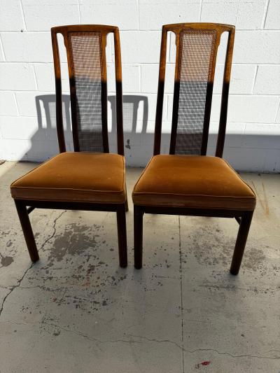  Drexel Drexel Heritage Furniture Pair of Oak Cane Back Side Chairs By Drexel
