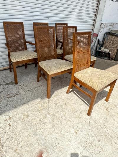  Drexel Drexel Heritage Furniture Set of 6 Vintage Walnut Cane Back Dining Chairs by Drexel