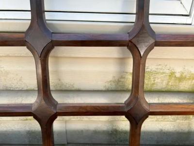  Drexel Drexel Heritage Furniture Stylish Mid Century Modern Walnut Lattice Queen Size Headboard Drexel style