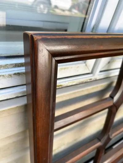  Drexel Drexel Heritage Furniture Stylish Mid Century Modern Walnut Lattice Queen Size Headboard Drexel style