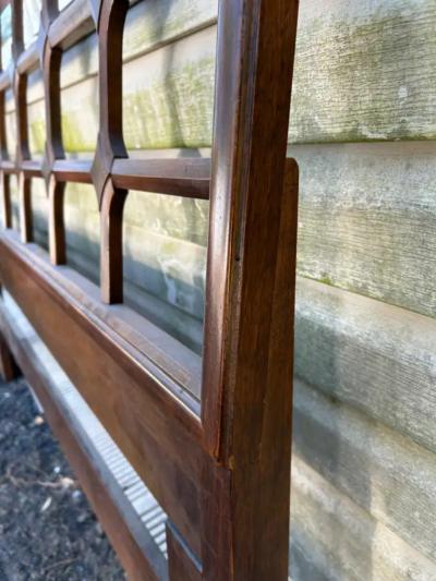  Drexel Drexel Heritage Furniture Stylish Mid Century Modern Walnut Lattice Queen Size Headboard Drexel style