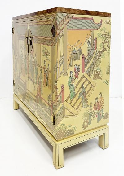  Drexel Drexel Heritage Furniture Vintage Drexel Heritage Chinoiserie Painted Cabinet Faux Painted Stone Top