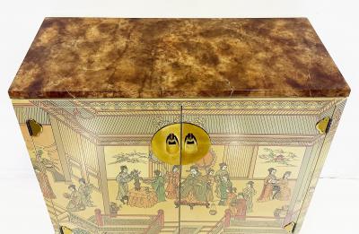  Drexel Drexel Heritage Furniture Vintage Drexel Heritage Chinoiserie Painted Cabinet Faux Painted Stone Top