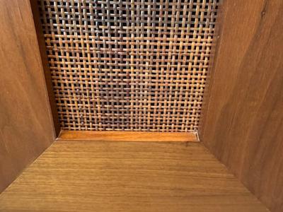  Dunbar American Modern 3 Door Walnut and Cane Credenza Dunbar 1950s