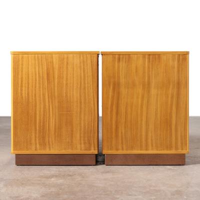  Dunbar Bleached Mahogany Nightstands with Leather Bases by Edward Wormley for Dunbar