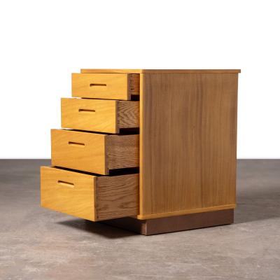  Dunbar Bleached Mahogany Nightstands with Leather Bases by Edward Wormley for Dunbar