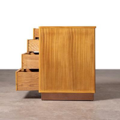  Dunbar Bleached Mahogany Nightstands with Leather Bases by Edward Wormley for Dunbar