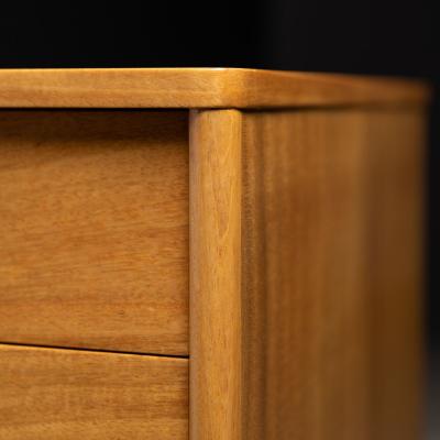  Dunbar Bleached Mahogany Nightstands with Leather Bases by Edward Wormley for Dunbar