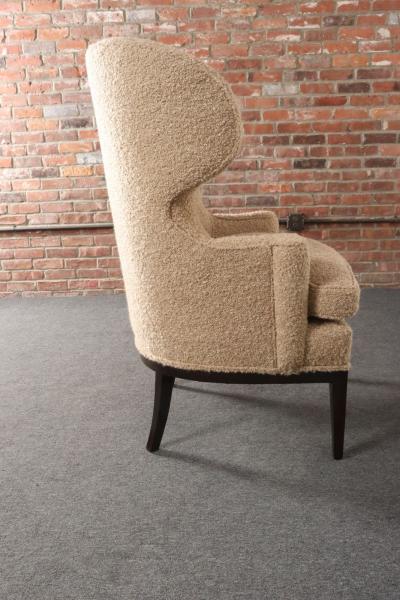  Dunbar Deco Mahogany and Boucl Wingback Chair by Edward Wormley for Dunbar Model 103B