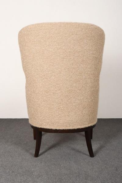  Dunbar Deco Mahogany and Boucl Wingback Chair by Edward Wormley for Dunbar Model 103B