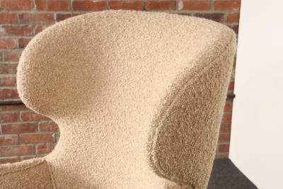  Dunbar Deco Mahogany and Boucl Wingback Chair by Edward Wormley for Dunbar Model 103B