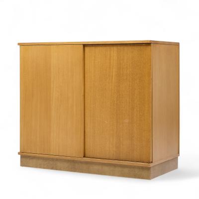  Dunbar Dunbar Mid Century Bleached Mahogany Sliding Door Bar Cabinet Credenza