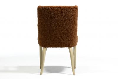  Dunbar Dunbar Set of 10 Dining Chairs with Bleached Mahogany Frames Cocoa Boucl 