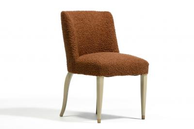  Dunbar Dunbar Set of 10 Dining Chairs with Bleached Mahogany Frames Cocoa Boucl 