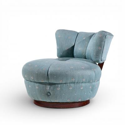  Dunbar Dunbar Style Mid Century Swivel Pouf Lounge Chairs Pair