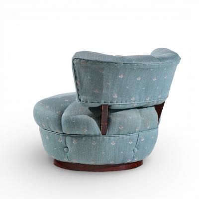  Dunbar Dunbar Style Mid Century Swivel Pouf Lounge Chairs Pair