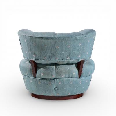  Dunbar Dunbar Style Mid Century Swivel Pouf Lounge Chairs Pair