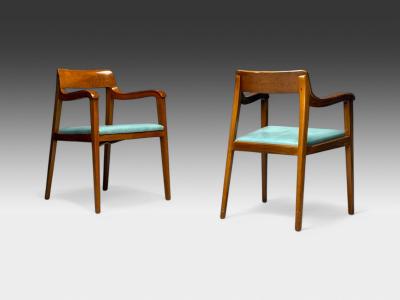  Dunbar Edward Wormley Dunbar Six Riemerschmid Dining Chairs Walnut Leather 1940s