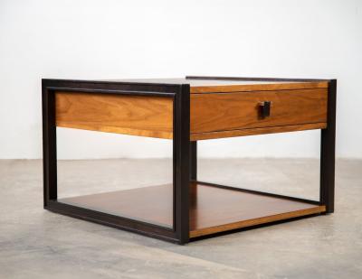  Dunbar Edward Wormley Nightstands for Dunbar in Walnut with Mahogany Frame Ebony Pulls