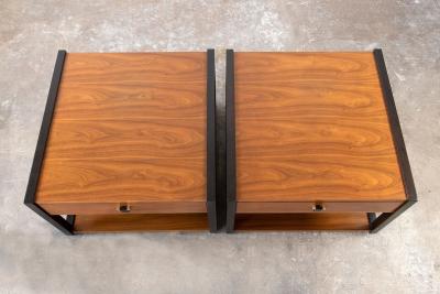  Dunbar Edward Wormley Nightstands for Dunbar in Walnut with Mahogany Frame Ebony Pulls